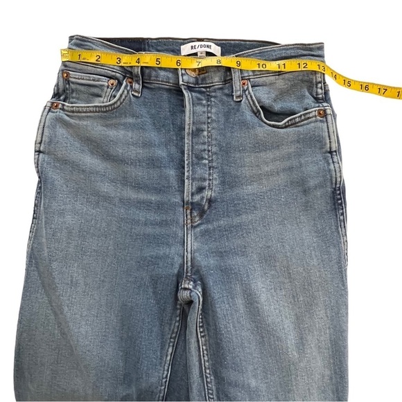 Re/Done 90s High Rise Wide Leg Loose Fit Button Fly Jeans in Rio Fade 27 Ankle - Picture 11 of 15